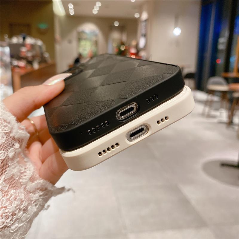 Чехол с текстурой кожи для iPhone 15 14 13 12 Mini 11 Pro Max XS XR 8 7 Plus Однотонный Оригинальный Силиконовый Мягкий Противоударный Чехол