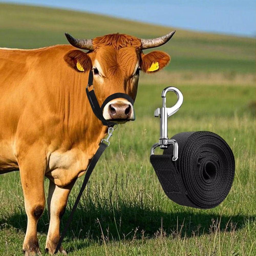 Adjustable Horse Halter Nylon Livestock Strap Animal Bridle Cow Halter with Lead Outdoor Use