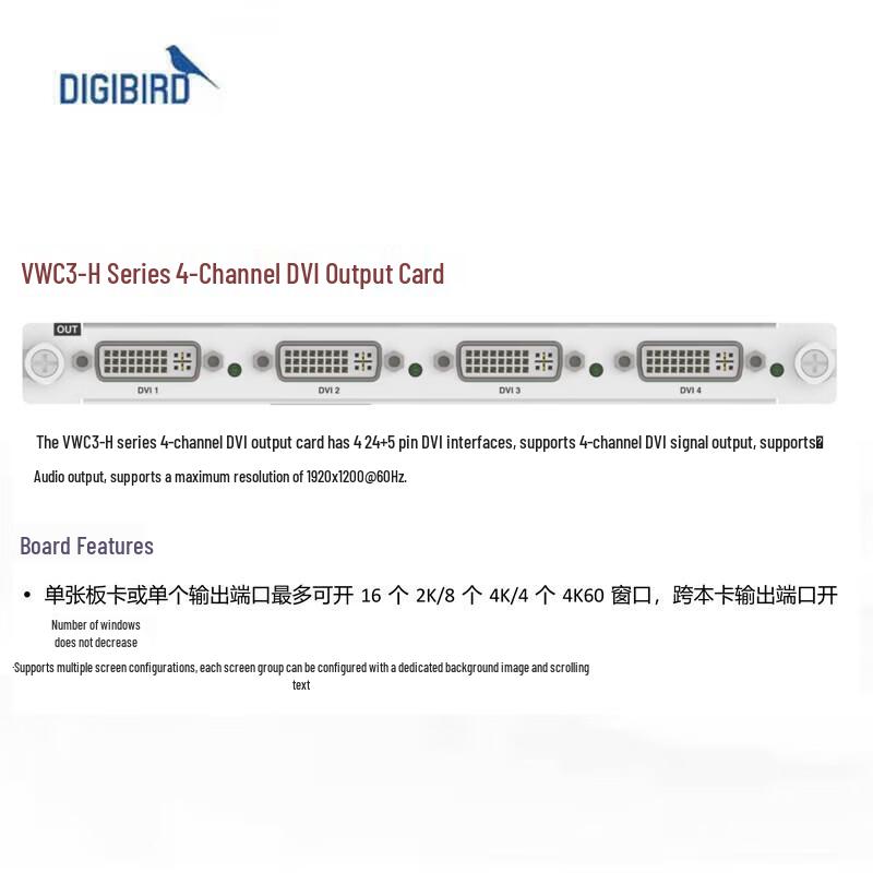 DIGIBIRD Conference Audio Video Controller 4-Channel 1080P DVI Board (CN version)