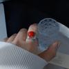 Регулируемое кольцо из агата Нань Хун с узором династии Тан - Этнический китайский ретро-стиль
