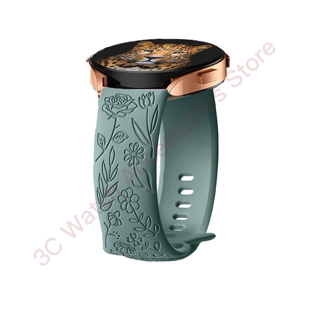 18 мм 20 мм 22 мм Ремешок с гравировкой розы для Samsung Galaxy Watch 654 40 мм 44 мм Gear S3 Силиконовый Милый Ремешок Классический 43 мм 45 мм Active 2