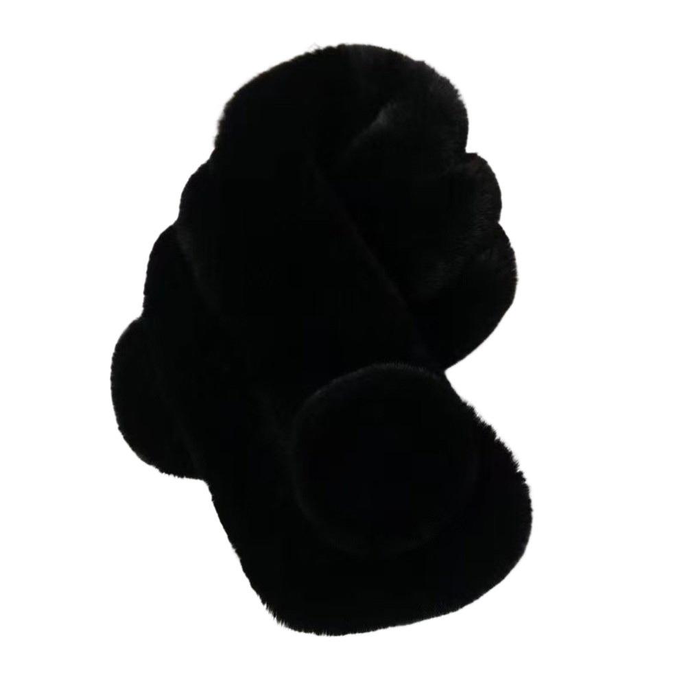 Faux Rabbit Fur Plush Cross Scarf Thicken Double-sided Neck Cover Shawl Women Girls