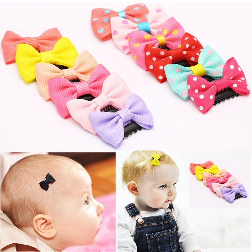 5PCS Kids Girl's Fashion Newborn Infant Bow Headwear Baby Hairpin Mini Hair Clip