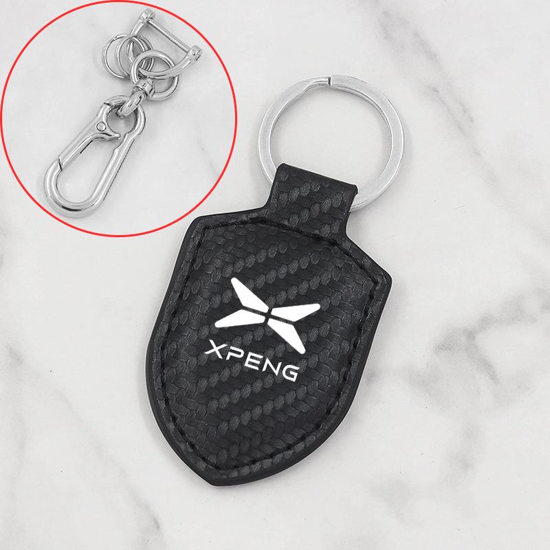 Carbon Fiber Leather Car Keychain for Xiaopeng P7, G9, G3i, P5, G7 - Pendant Buckle for Men and Women
