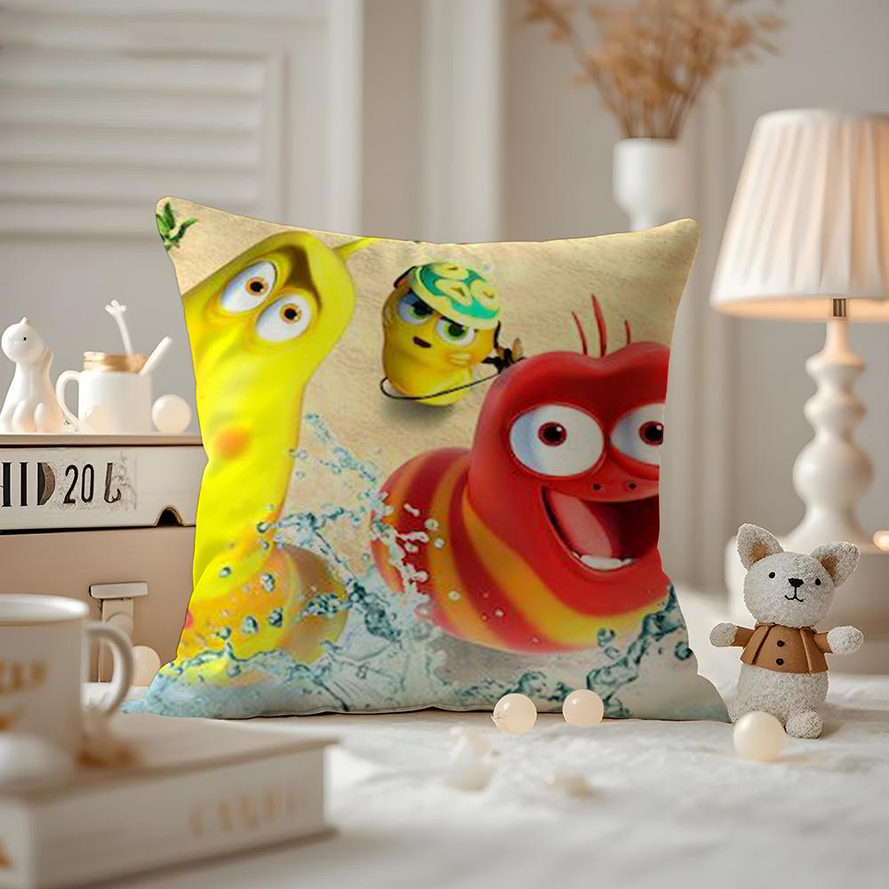 Anime LLarva Funny Cushion Cover Antidustmite Pillowcase Invisible zipper silky short plush Sofa cushion cover