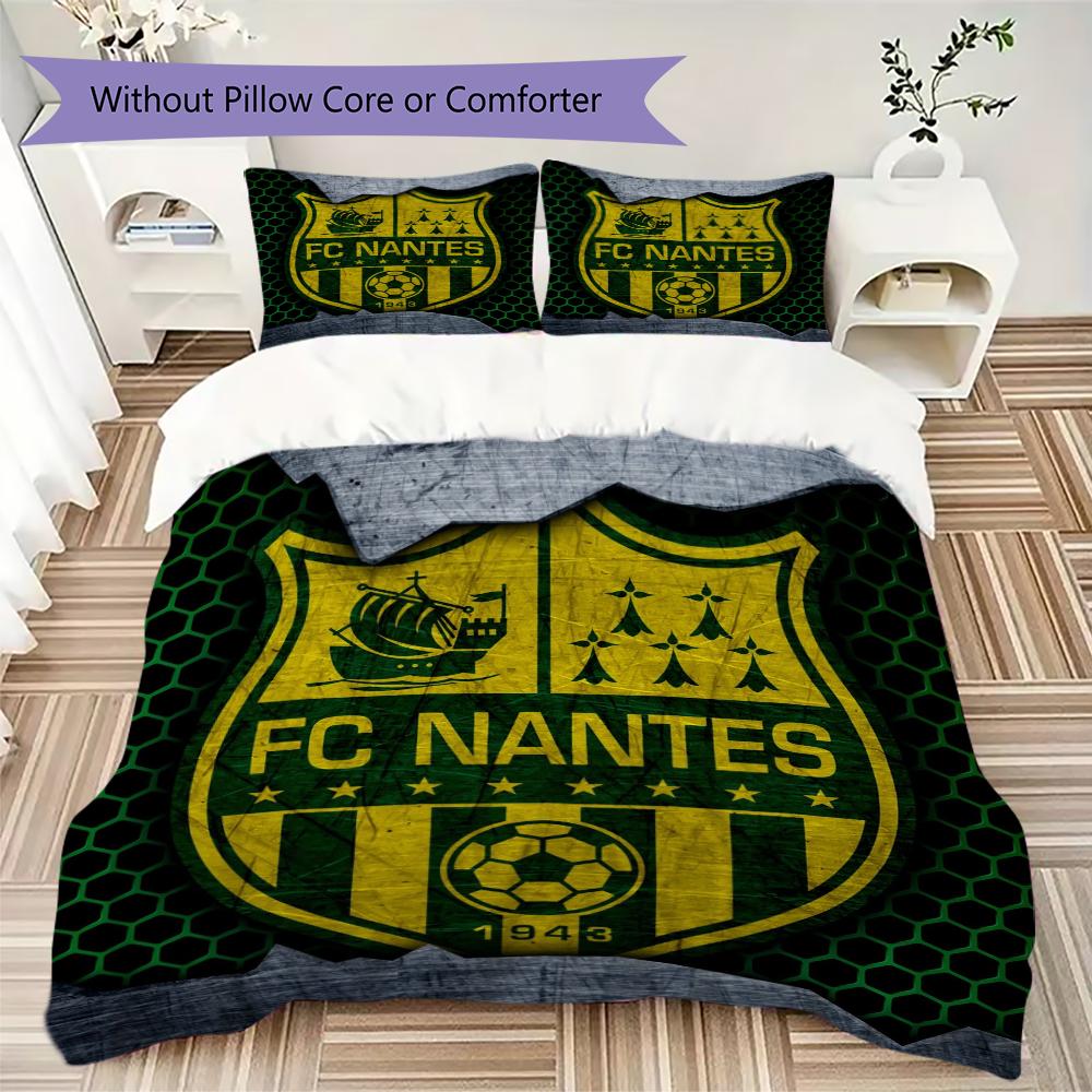 FC Nantes Pattern Bedding uilt Set uilt Cover Pillowcase Home Decoration Birthday Gift (1 * duvet cover + 2 * pillowcase without core)