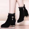 Ladies Ankle Boots Fashion Thick Heel Pointed High Heel Lace Ankle Boots Plus Size