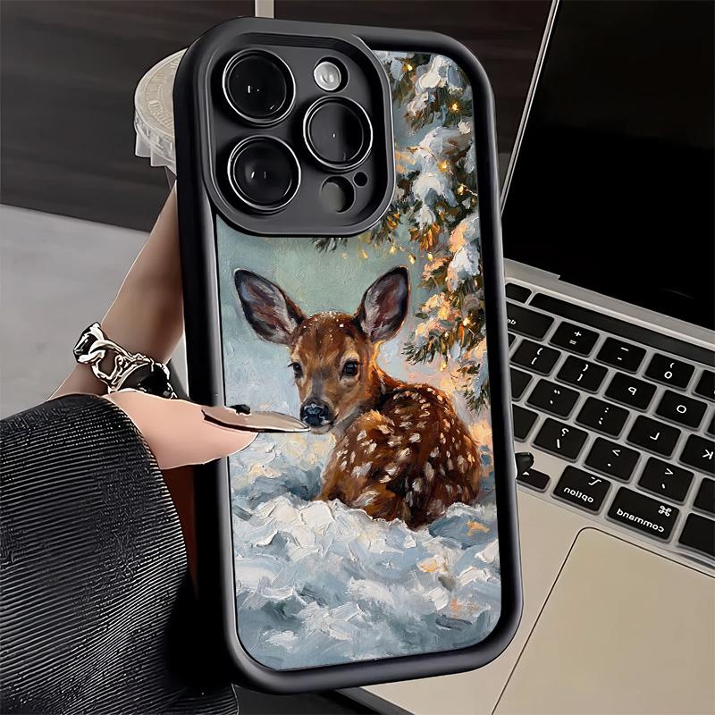 Чехол для телефона iPhone 17 Air 16E 15 16 Pro Max Олень Лось Животное Чехол 14 Plus 13 12 Mini Мягкий Силиконовый Fundas