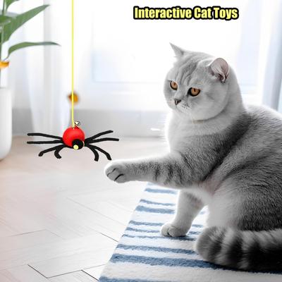 Подвесная игрушка для кошек на эластичной веревке, интерактивный дизайн в виде паука, дверная качель, дразнилка для кошек, эластичная веревка, игра "Паук", интерактивные игрушки для кошек