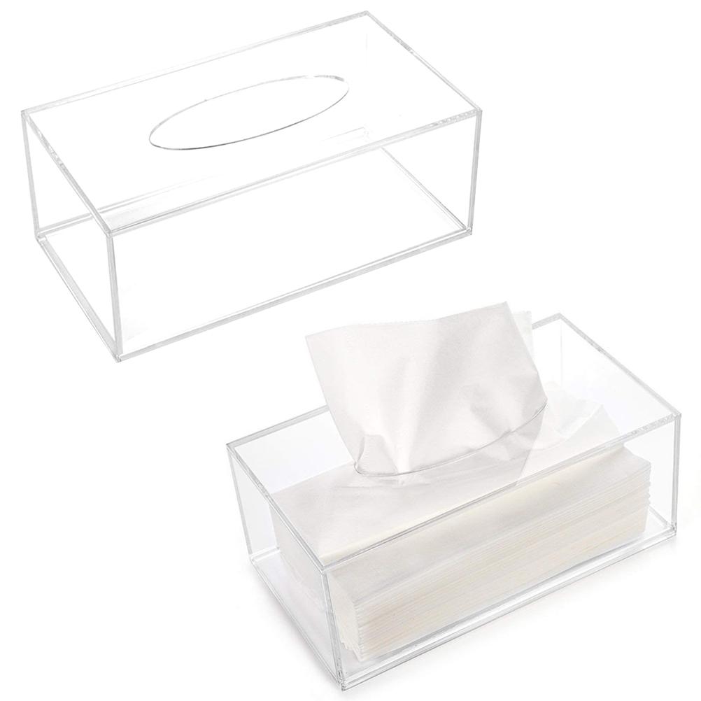 Clear Acrylic Tissue Box Holder Simple Rectangular Paper Napkin Cointainer Oragnizer for Car Home End Table