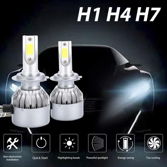 2Pcs C6 H1/H4/H7 Car LED Headlight Bulb 6000K Super Bright Light Driving Lamp