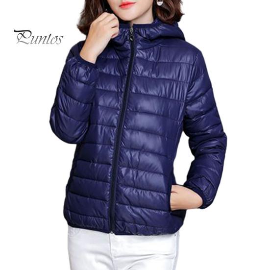 Women Cold Weather Coat Fall Winter Padded Hooded Thick Long Sleeve Warm Solid Color Soft And Outerwear Smooth Slim Fit Zipper Closure Pockets