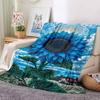 1Pc Blue Sunflower Sky Flannel Blanket, Soft And Comfortable, Casual Warm, Camping Travel, Christmas, Halloween Xmas Gift. G184