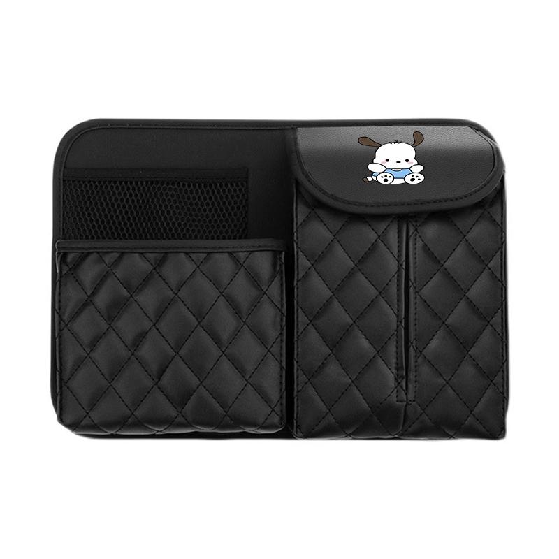 Sanrio Car Seat Back Storage Bag Leather Organizer Cinnamoroll Kuromi Hello Kitty Pochacco Pompompurin Mymelody Auto Collecting
