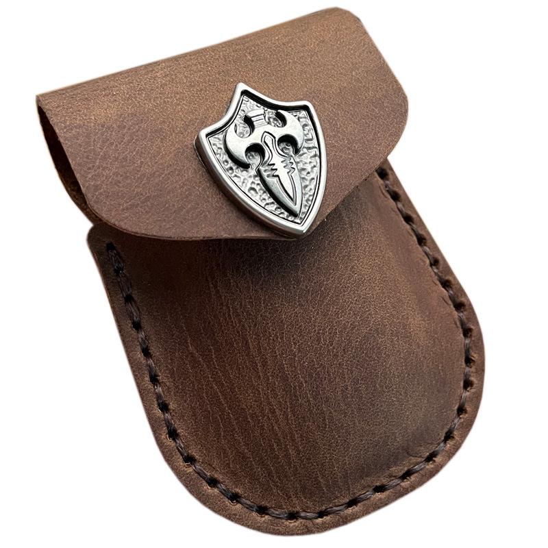 Многофункциональный чехол из кожи Crazy Horse: Стальной планшет, Сумка для ключей, Держатель для очков, Подсумок для зажигалки