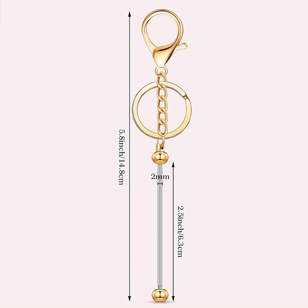 12pcs of Bead Keychain DIY Keychain Pendant Made of Silvery Metal Bead Keychain Blank Keychain Bead Keychain, DIY Bead Keychain, Hanging Accessories