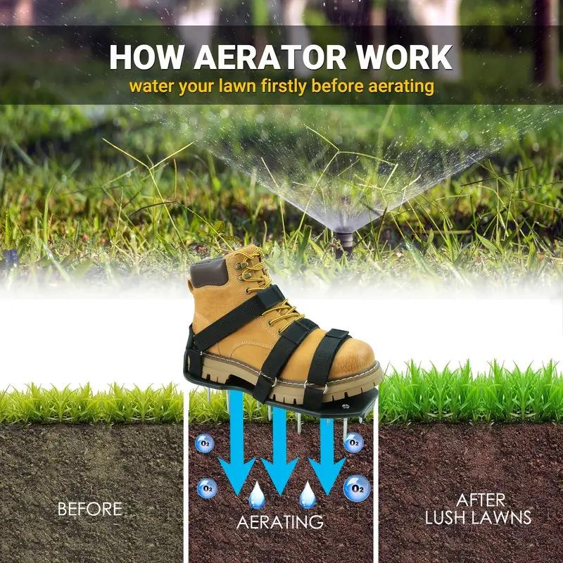 Lawn Aerator Spike Shoes, Heavy Duty Grass Soil Aeration Sandals With Adjustable Straps, Spiked Shoes For Lawn Oxygenation & Epoxy Floor Paint