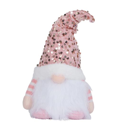 Light-Up Christmas Gnome Decoration Handmade Sequin Hat Faceless Dwarf Doll with Light Glowing Plush