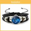 Стильный кожаный браслет с камнями знаков зодиака для мужчин и женщин Ручная работа Мода