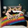 Rainbow Duvet Cover King/Queen Size LGBT Abstract Rainbow Heart Bedding Set for Girls Women Colorful Lines Soft Quilt Cover