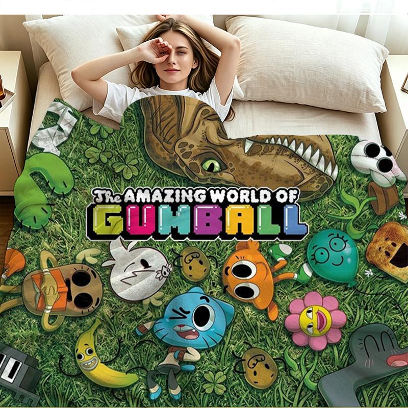 The Amazing World of Gumball Print Flannel Blanket High Quality Warm Comfortable Cover for All Seasons Perfect for Gifts Home Decor