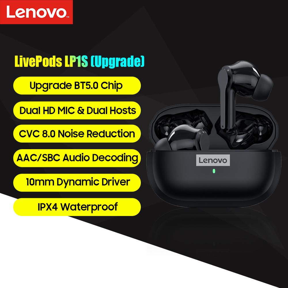 Оригинальные наушники Lenovo LP1S TWS, беспроводные наушники Bluetooth 5,0, водонепроницаемые спортивные гарнитуры, наушники с шумоподавлением и микрофоном