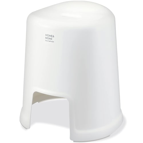 Risu Bath Stool, 40cm High, White, H&H "Mold-Resistant," Made in Japan