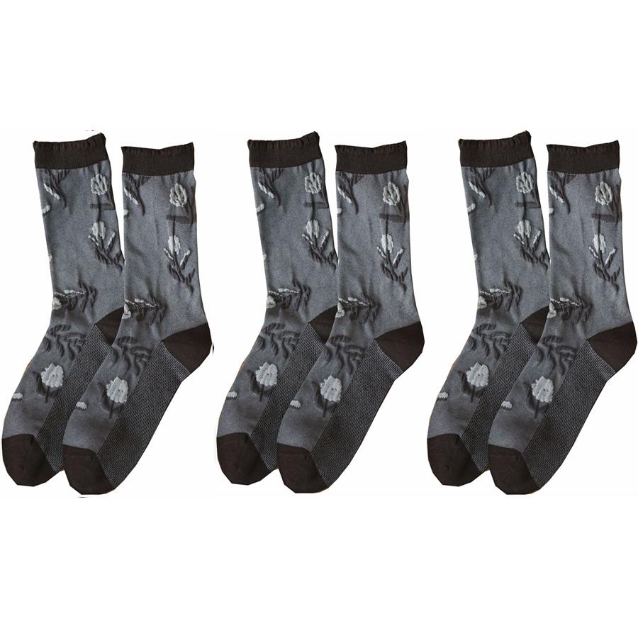 3 пары женских носков в корейском стиле с модным цветочным принтом на осень-зиму, комплект женских носков средней длины, мягкие и удобные носки для женщин