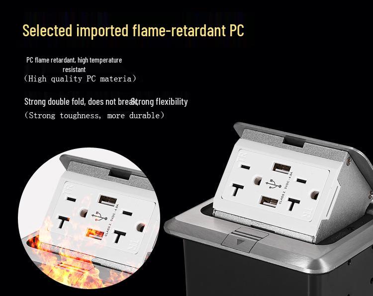 Concealed 20A/125V Pop-up TR Floor Socket, US Standard