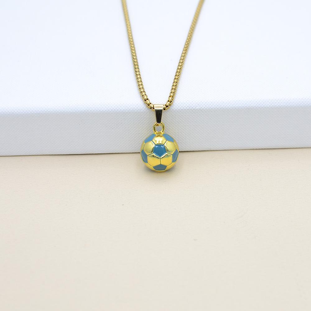 3D золотое ожерелье Чемпионата мира по футболу: Сплавной хип-хоп кулон с дизайном капающего масла – Идеальный подарок для мальчиков.