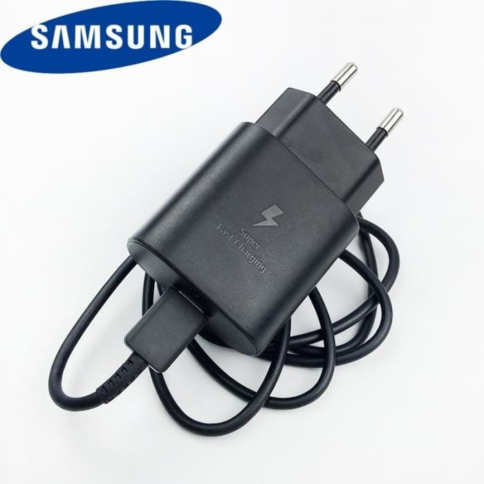 Chargeurs,Samsung S20 Chargeur Super Rapide Original 25W Adaptateur De Charge Rapide Type C À Type C Câble - Type Black Cable Box