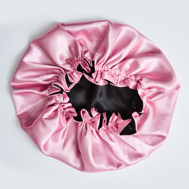 High Quality Custom Logo Long Sleeping Hat Satin Hair Bonnet with Snap and Wrap Silk Extra Large Bonnets