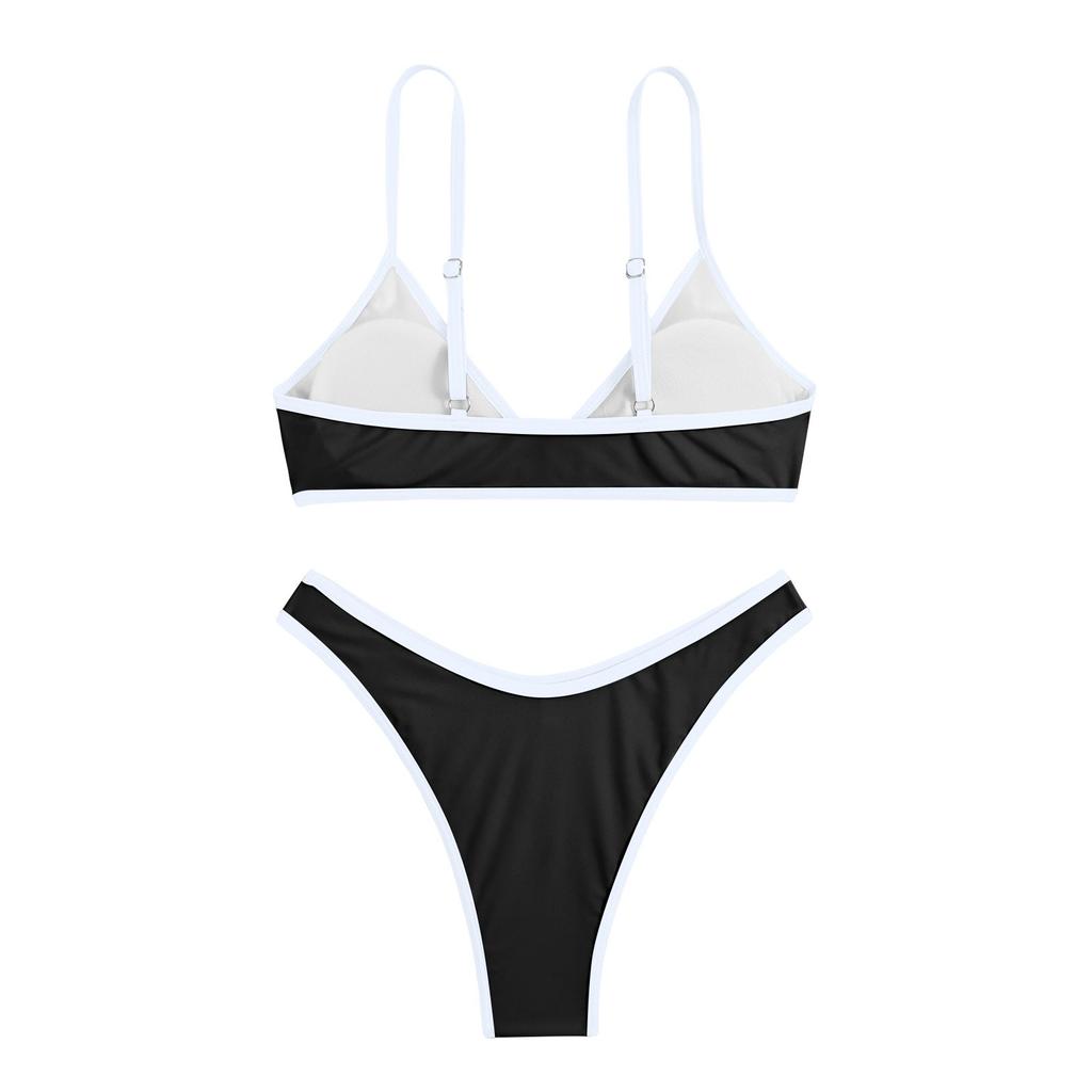 Женский купальник бикини с разрезом, сексуальный сплошной цвет с подушкой на груди без стального кронштейна