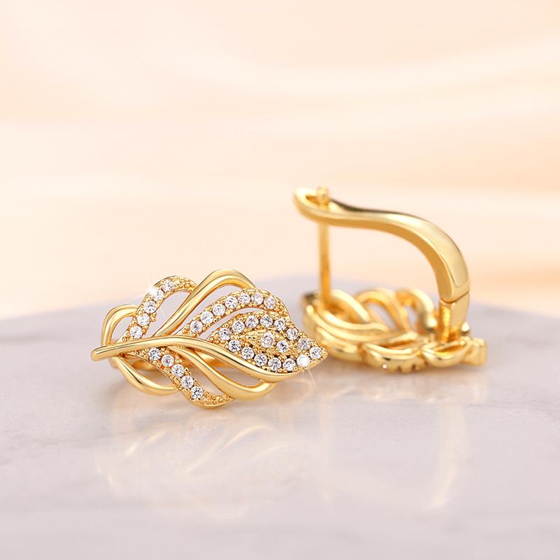Серьги-кольца в виде листьев золотого цвета для дамского темперамента, элегантные женские аксессуары для ушей, свадебная вечеринка, роскошные модные ювелирные изделия