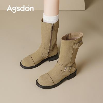 Ботинки Мартин Augustine женские 2025 новая осень британский стиль короткие ботинки на толстой подошве средней высоты голенища Майяр вестерн-ботинки