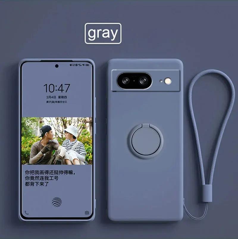Чехол для Google Pixel 8 9 Finger Ring Stand Holder Slicone Cover для Pixel 9 Pro XL Solid Color Lens Protection Soft Phone Case