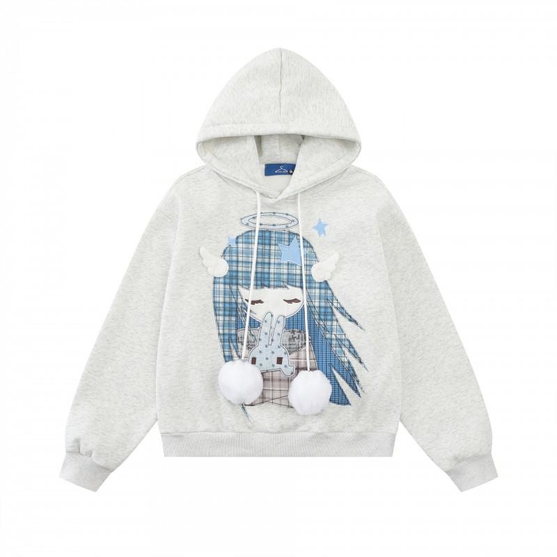 Unisex Oversized Hoodie With Cartoon Print Vintage Streetwear Casual Sweatshirt Teens Adults
