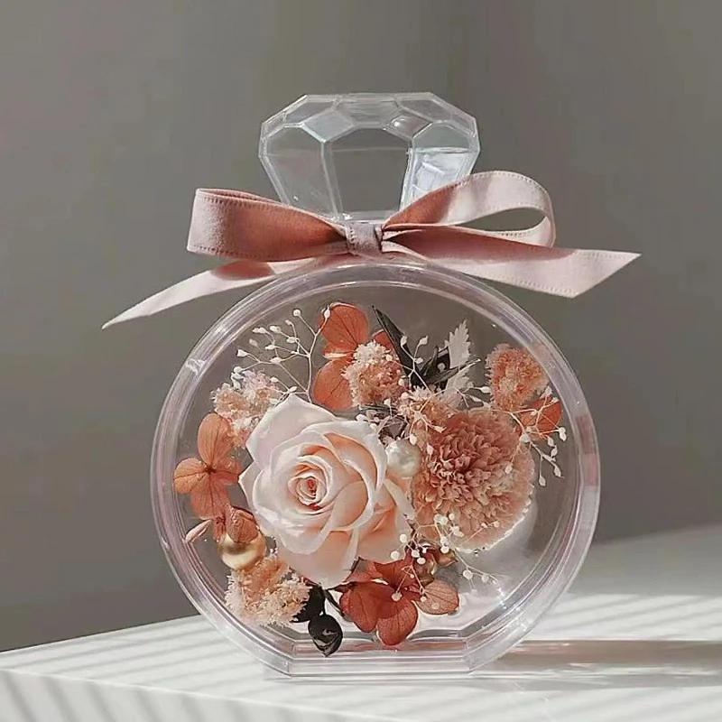 Perfume Bottle Portable Decoration Multipurpose Container Unique Acrylic Empty Bottle Perfume Dispenser Eternal Flower Bottle