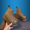 Thick-soled Cigarette Boots Women's Autumn and Winter New Mid-tube Chelsea Women's Boots Versatile Height-increasing Short Boots Black Martin Boots