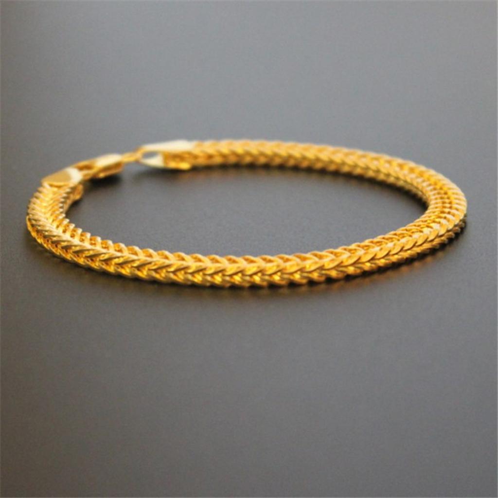 Exquisite Gold Bracelet 6MM Men's Side Bracelet Exquisite Jewelry Plated 18K Gold Bracelet Men's Side Bracelet