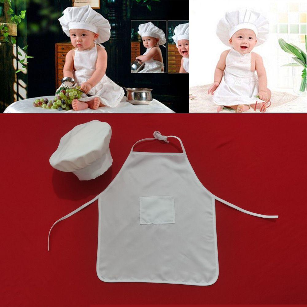 Одевание Фото Детская шапочка для новорожденного Детский поварской фартук Шапочка Детские костюмы Реквизит для фотосъемки Костюм повара