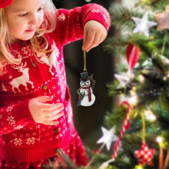 Хэллоуин Акриловые Подвесные Украшения Жуткий Террор Рождество 3D Скелет Черный Кот Снеговик Ворона Форма Многоразовый Праздничный Автомобиль Орнамент Идеальный