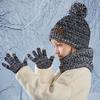Kids Winter Hat Gloves Scarf Set Girls Boys Knit Hat with Pom Neck Warmer Mittens Set Toddlers Cold Weather Accessories for Kids 4-10 Years