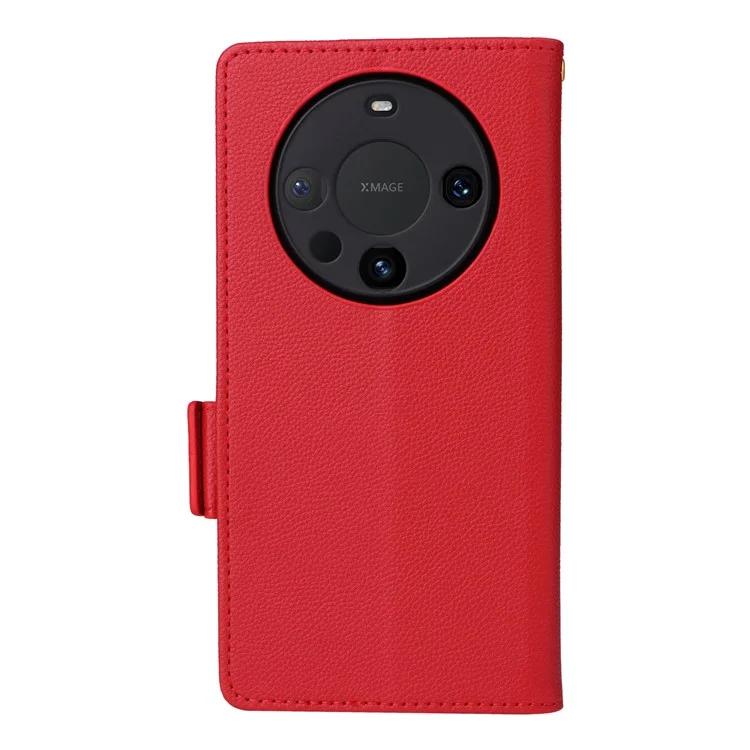 For Huawei Mate 60 Pro / Mate 60 Pro Case Leather Wallet Litchi Texture Phone Cover with Strap