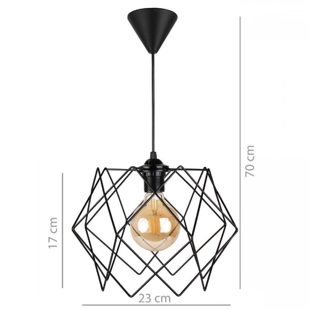 Silvano Otantik Avize Siyah Çokgen Metal Hol Antre Avize Çocuk Odası Sarkıt