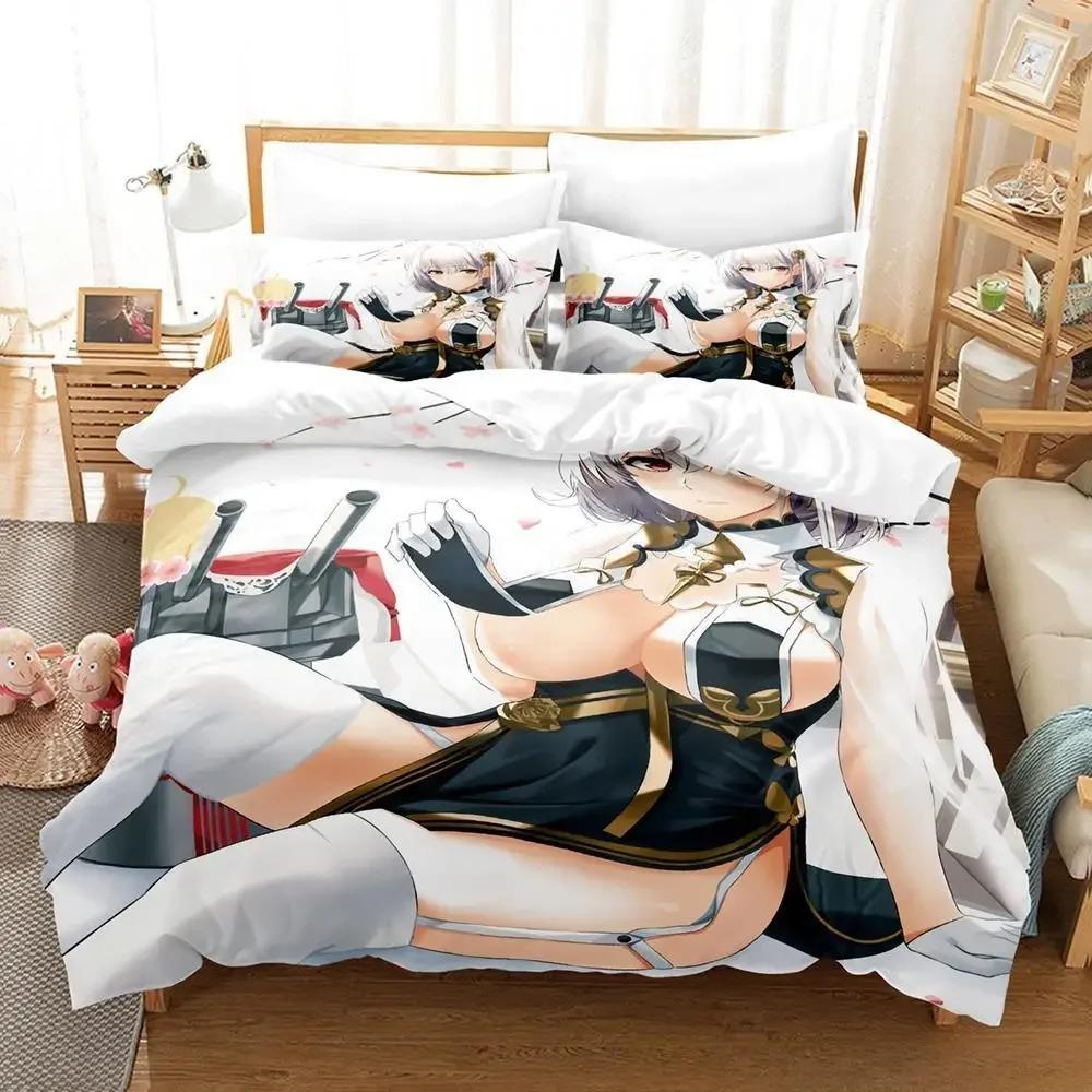 Сексуальный набор постельного белья Azur Lane Sirius 3D-печать Мультяшный Аниме Пододеяльник Взрослый Ребенок Спальня Игровая Девочка