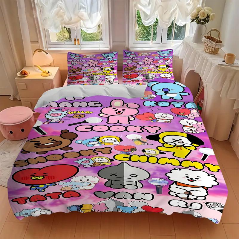 3Pcs Bt21 Character Parade Bedding Sets For All Sizes New 3D Printed Bed Cover Comforter Duvet Cover Pillowcase Bedroom Decoration