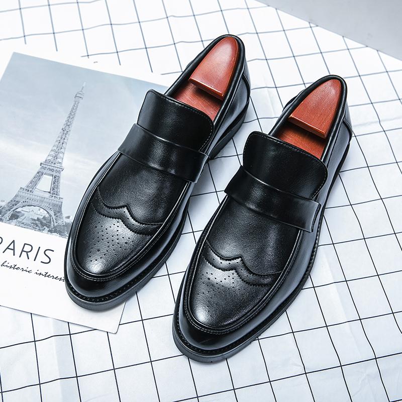 Горячие мужские ретро-броги кожаные туфли Caving дышащие мокасины без застежек мужские деловые туфли легкие туфли в британском стиле черные
