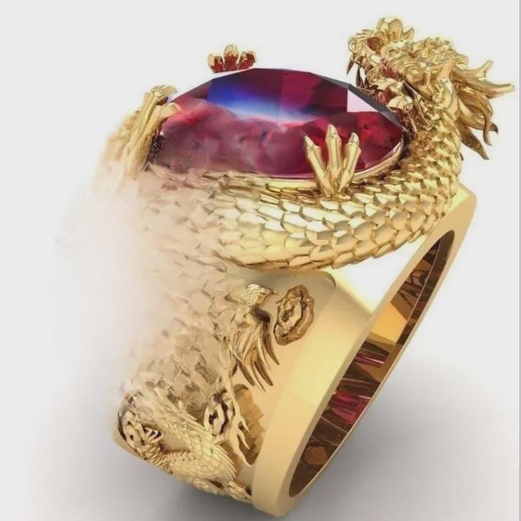 Кольцо Hecheng с 3D-гравировкой в виде властного дракона — ювелирные изделия в европейском и американском стиле