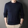 New Men's Sweater Round Neck Winter Wool-like Solid Color Long Sleeve Young and Middle-Aged Jacquard Slim Elastic Bottoming Top